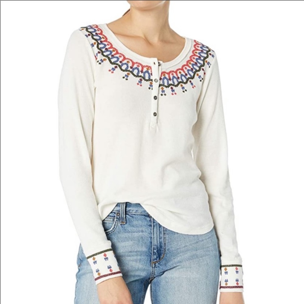 Lucky Brand Embroidered Thermal Top